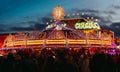 London, UK/Europe; 22/12/2019: Night view of Winter Wonderland, amusement park located in Hyde Park, London. People having fun at