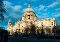 London, UK/Europe; 23/12/2019: St Paul`s Cathedral over a bright blue sky in London