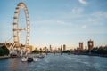 London evening. London eye, County Hall, Westminster Bridge, Big Ben and Houses of Parliament Royalty Free Stock Photo