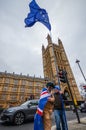 Anti-Brexit protesters outside Westminster in London, UK