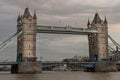 Scenery view of famous Tower bridge and skyline in the river thames at evening Royalty Free Stock Photo