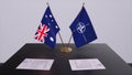 London, UK - 15 February 2023: Australia country national flag and NATO flag. Politics and diplomacy illustration