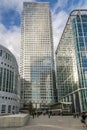 Contemporary buildings in Docklands London on February 12, 2005. Unidentified people