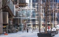 Entrance to the Lloyd`s bank building. Empty streets City of London during national lockdown. Royalty Free Stock Photo