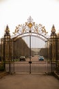 London, UK - February 27, 2016: Goetze\' Regent\'s Park Gates at sunset. The gate is the Chester Road entrance Royalty Free Stock Photo