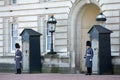 LONDON/UK - FEBRUARY 18 : Guards in greatcoats on sentry duty at