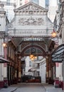 Leadenhall market closed, no people. Empty streets City of London during national lockdown. London, UK Royalty Free Stock Photo