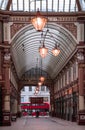 Leadenhall market closed, no people. London, UK. Empty streets City of London during national lockdown. Royalty Free Stock Photo