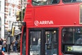 London / UK - February 22nd 2020 - Arriva logo on the side of a red London bus