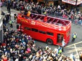 LONDON, UK - 14 FEBRUARY 2016: Red double-decker bus in Chinese