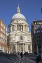 London / UK - February 17,2015 : St Paul`s Cathedral at the top of Ludgate Hill in the City of London, England. Royalty Free Stock Photo