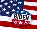 Joe Biden Campaign Badge and the USA Flag