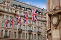 London UK flags in Oxford Street W1