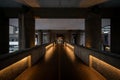 London, UK: High-level walkway on the Barbican Estate in the City of London leading to the Barbican Centre Royalty Free Stock Photo
