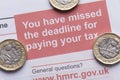 LONDON, UK - Jan 24th 2019: HMRC Her Majesty`s Revenue and Customs tax paperwork