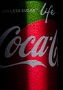 LONDON, UK - JANUARY 20, 2018: Aluminium can of Coca Cola life drink on white. The drink is produced and manufactured by The Coca