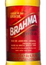 LONDON, UK - JANUARY 10, 2018: Bottle label of Brahma Brazilian beer on white. Was founded in 1888.