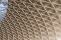 Detail of the unique ceiling of London`s King`s Cross St. Pancras station