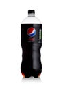 LONDON, UK - JANUARY 02, 2018: large plastic Bottle of Pepsi Cola soft drink on white.American multinational food and beverage co Royalty Free Stock Photo