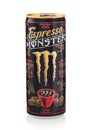 LONDON,UK - JANUARY 22, 2022: Monster Espresso Triple shot cold coffee with energy on white background
