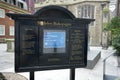 Information Sign outside St Helen\'s Church, Bishopsgate, an Anglican Church dating back to the 12th Century.