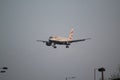 A view of an Aeroplane coming into land at London\'s Heathrow Airport