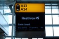 London, UK, 03 Jul. 2009: Banner of A13 and A14 Gates in Heathrow Airport. Gates closed indiation