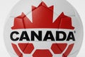 LONDON, UK - July 2023: Canada national football team logo badge on a soccer ball. 3D Rendering