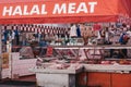 Exterior of Halal Meat Store at Brixton Market, London, UK