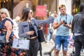 London, UK, July 14, 2019. A girl in London takes a selfie. Selected focus