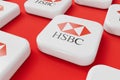 LONDON, UK - July 2023: HSBC bank company logo. 3D Rendering