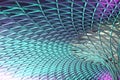 Kings Cross station roof with blue and purple lights Royalty Free Stock Photo