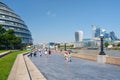 The London Southbank on a summer day with a view of the City