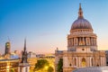 LONDON, UK - JULY 2ND, 2015: St Paul Cathedral at night, aerial view of city skyline Royalty Free Stock Photo