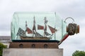 London, UK, July 28, 2019. NELSON`S Ship in a Bottle has arrived at its new permanent home at the National Maritime Museum in Royalty Free Stock Photo