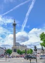 London, UK - July 21, 2017: Nelson& x27;s Column in Trafalgar Square.fl Royalty Free Stock Photo