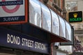 Sign of Bond Street tube, or metro, or subway, station in London UK