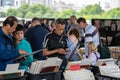 London,UK, July, 2019. Nestled under Waterloo Bridge is one of the only permanent outdoor second hand book markets in the south of Royalty Free Stock Photo