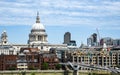 The Millennium bridge and St Pauls cathedral in central London Royalty Free Stock Photo