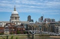 The Millennium bridge and St Pauls cathedral in central London Royalty Free Stock Photo