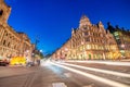 LONDON, UK - JULY 1ST, 2015: Traffic along a major city road at night, long exposure Royalty Free Stock Photo