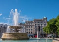 West side fountain and Canadian Pacific building at Trafalgar Square, London, UK