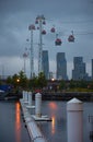 LONDON, UK - JUN 10 2019: Emirates cable car crosses the Thames from Excel centre to the O2 Royalty Free Stock Photo