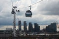 LONDON, UK  Emirates cable car crosses the Thames from Excel centre to the O2 Royalty Free Stock Photo