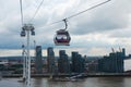 LONDON, UK  Emirates cable car crosses the Thames from Excel centre to the O2 Royalty Free Stock Photo