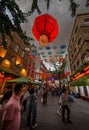 London, UK: Junction of Gerard Street and Macclesfield Street in London\'s Chinatown Royalty Free Stock Photo