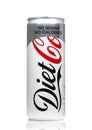 LONDON, UK - JUNE 9, 2017: Aluminium can of Diet Coke soft drink on white.The Coca-Cola Company, an American multinational beverag