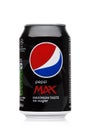 LONDON, UK - JUNE 9, 2017: Aluminium can of Pepsi Cola MAX soft drink on white.American multinational food and beverage company