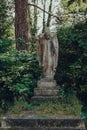 Angel statue on a tombstone inside Hampstead Cemetery, London, UK