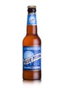 LONDON, UK - JUNE 01, 2018: Bottle of Blue Moon belgian white beer, brewed by MillerCoors on white.